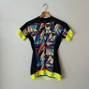 Sweaty Betty Geometric Neon Cycling Biking Jersey Women's Size XS